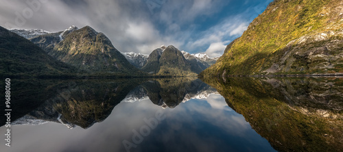 Panoramic view of Doubtful Sound, New Zealand.