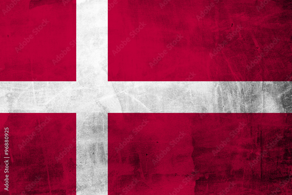Fototapeta premium Grunge Denmark flag on concrete wall