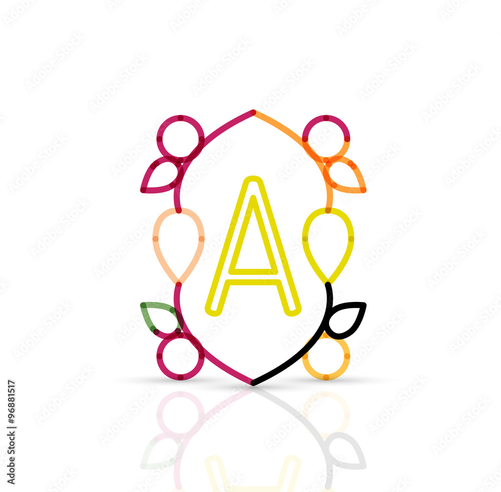 Abstract geometric linear hipster floral icon, frame design, flat style Abstract geometric linear hipster floral icon, frame design, flat style