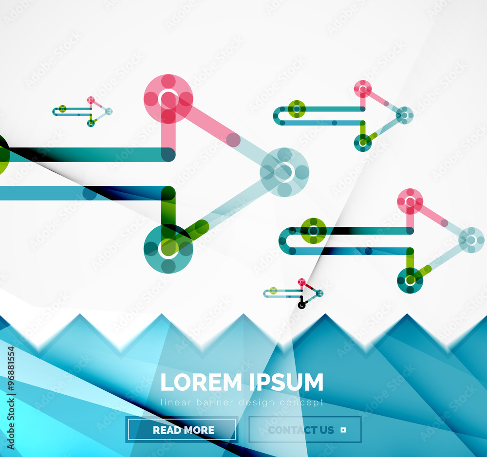 Naklejka premium Abstract banner template with arrows, linear design style