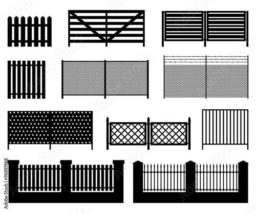 Silhouettes of fences.