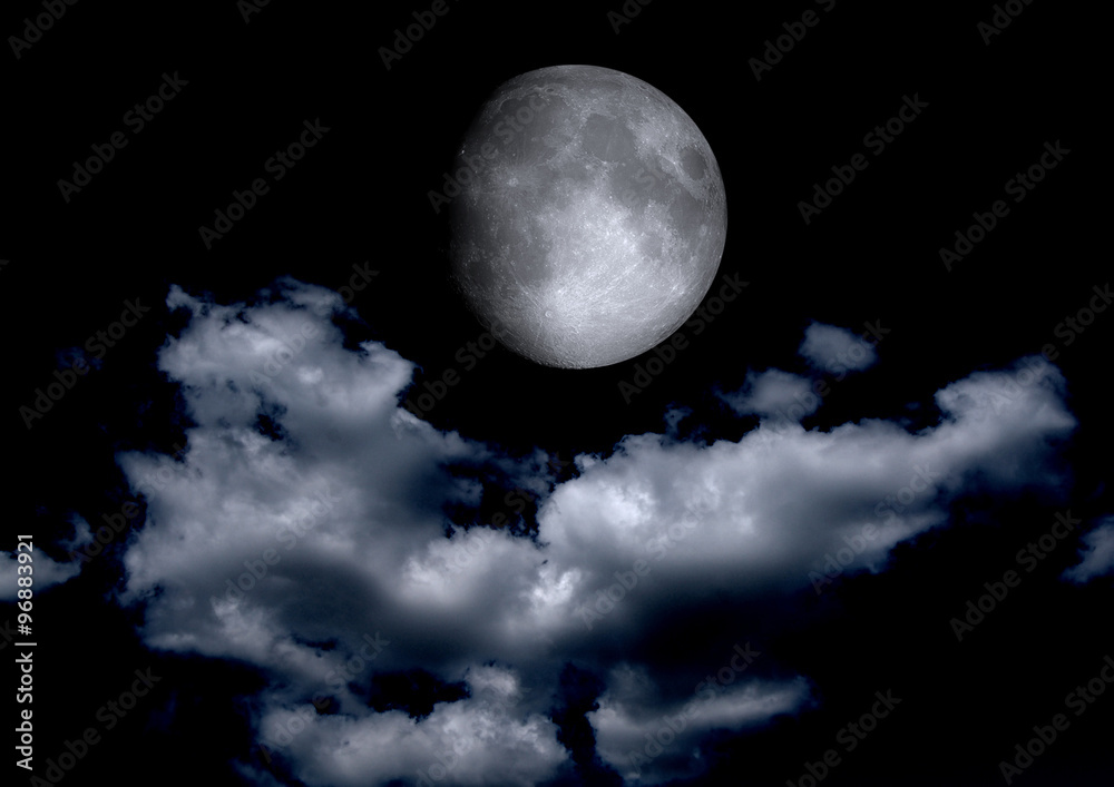 The moon in the night sky 