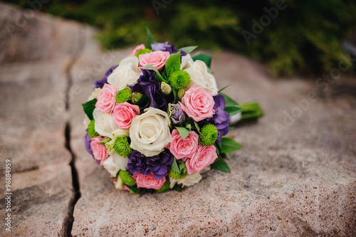 bridal bouquet  on the cliff