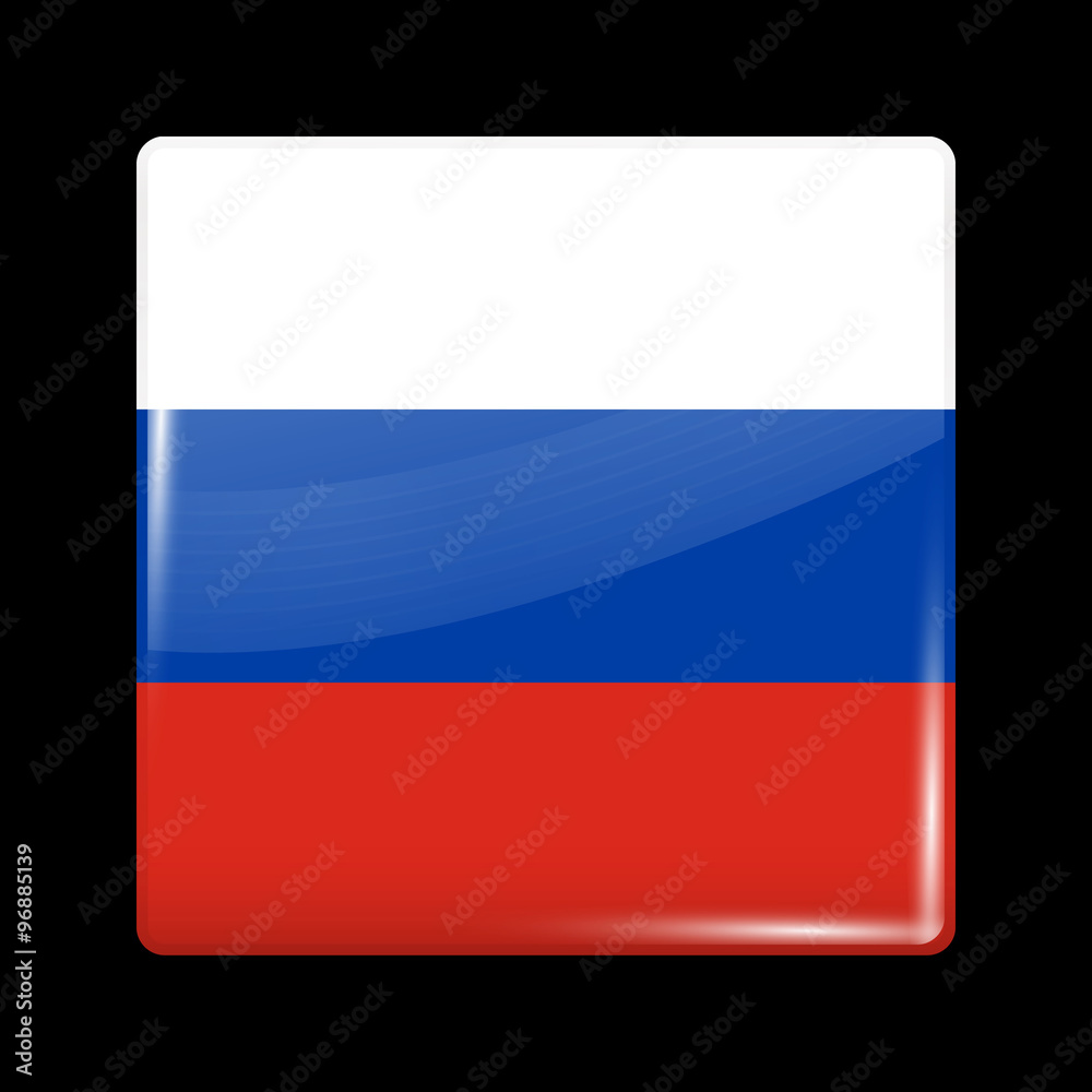 Flag of Russia. Glassy Icon Square Shape Flag of Russia. Glassy Icon Square Shape