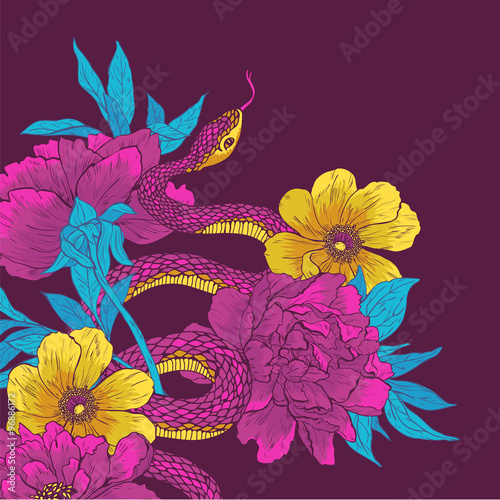 Snake and flowers.