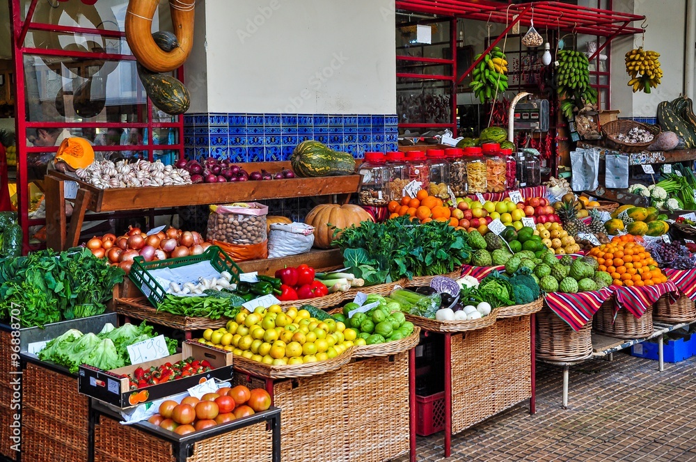 Vegetable stall in the main market of Funchal 