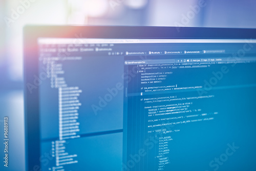 Obraz na plátně web site codes on computer monitor