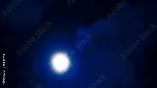 Full moon in Moonlight night and clouds time lapse