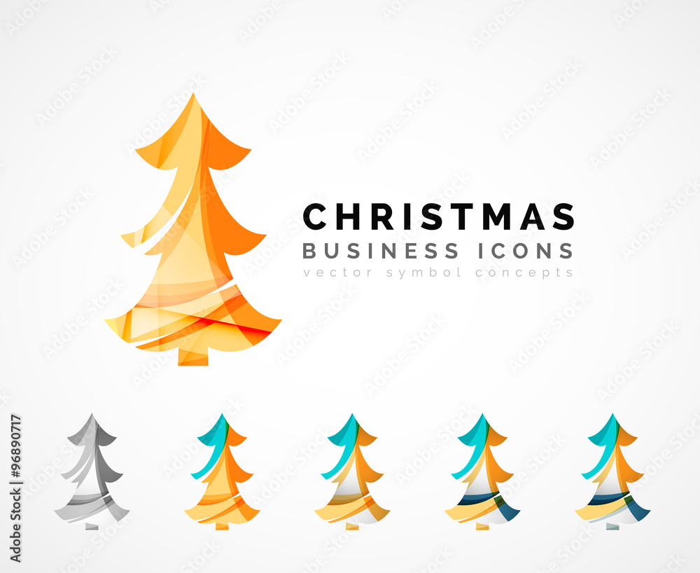 Set of abstract Christmas Tree Icons, business logo concepts, clean modern glossy design Set of abstract Christmas Tree Icons, business logo concepts, clean modern glossy design