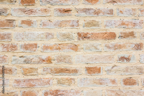 Red grunge brick wall texture.