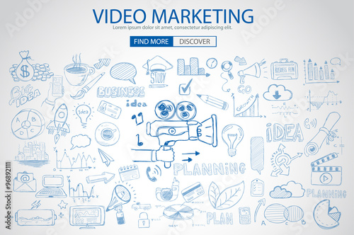 Video Marketing concept with Doodle design style