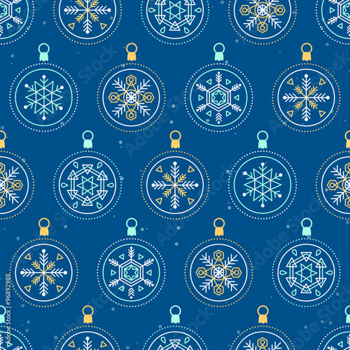 Blue Christmas Ornaments Seamless Pattern