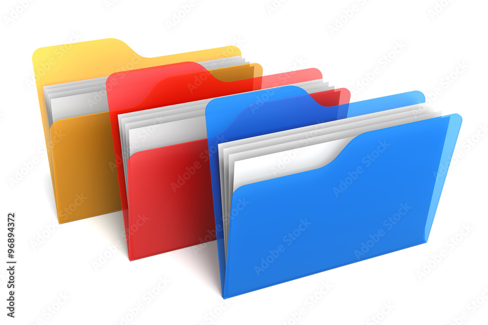 Transparent Color Folders and Files. 3D Rendering Transparent Color Folders and Files. 3D Rendering