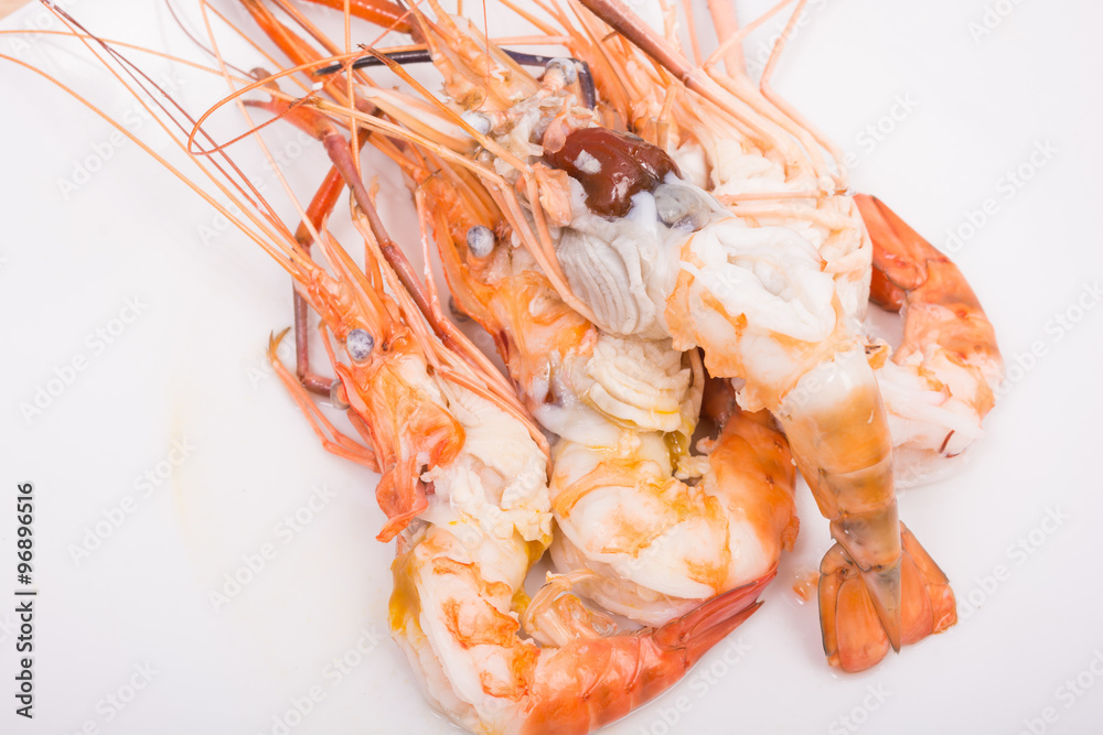 head fat or egg raw tiger fresh shrimps