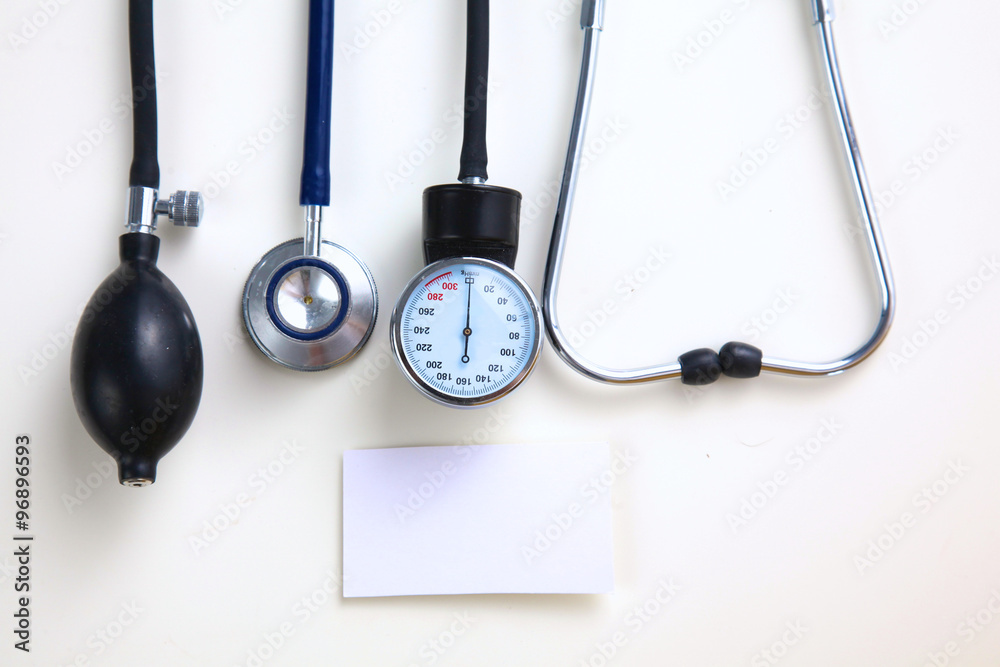 Blood pressure meter medical equipment isolated on white