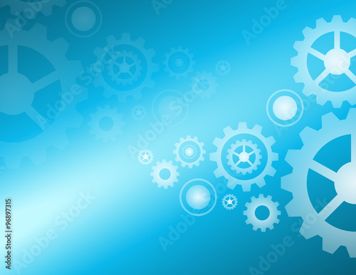 Cogs wheels blue lights background