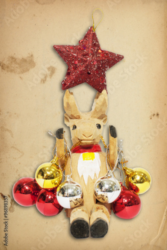 Reindeer in the Christmas card brown paper