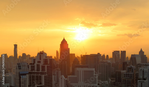 Sunset over city scape