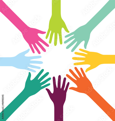 Creative Colorful Teamwork People Hand