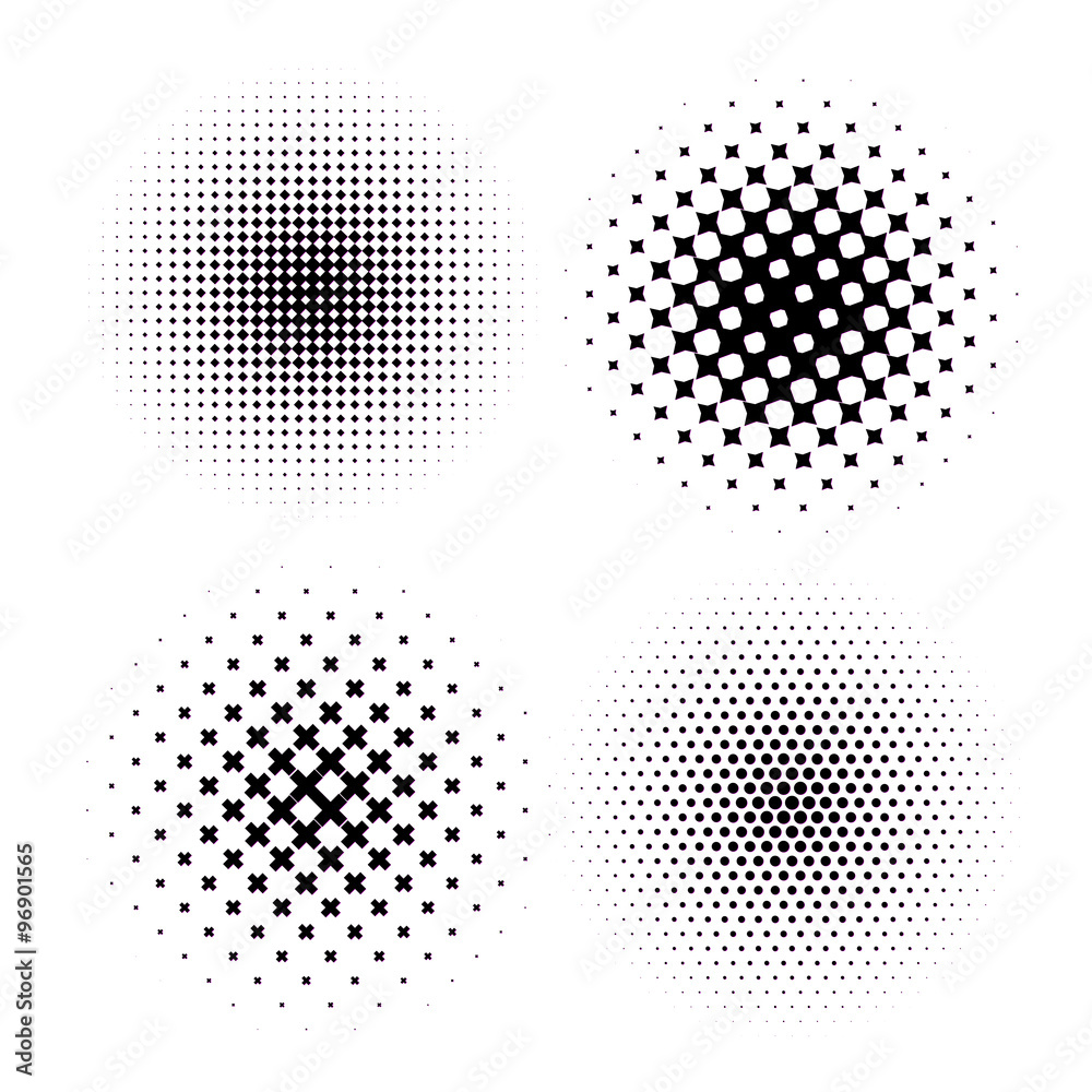 Set of four Abstract Halftone Backgrounds. Vector illustration