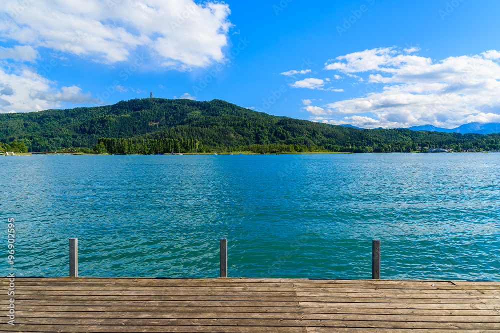 Promenade along Worthersee lake in summer time, Austria
