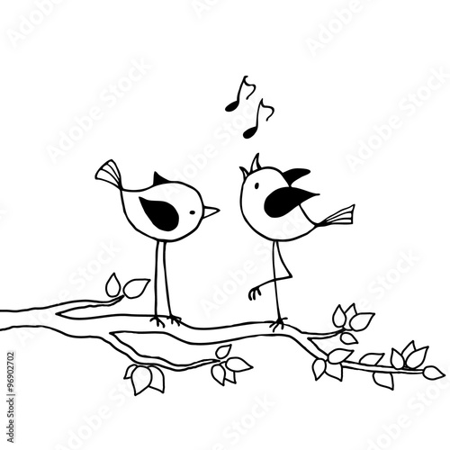 Two birds on a branch.