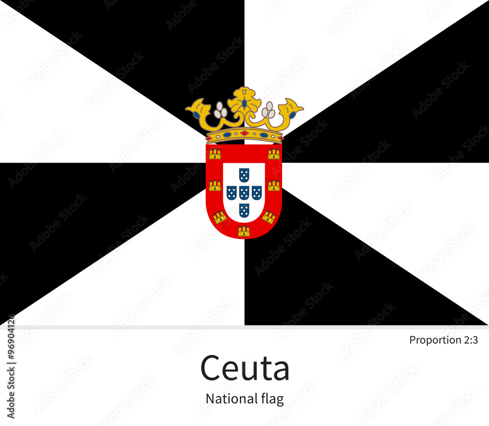 Obraz premium National flag of Ceuta with correct proportions, element, colors