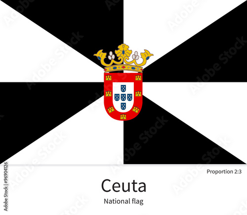 National flag of Ceuta with correct proportions, element, colors