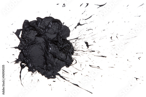 Black paint blot isolated on the white background