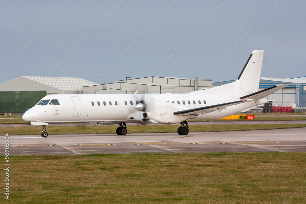 Turbojet Propeller Aircraft ready for departure.