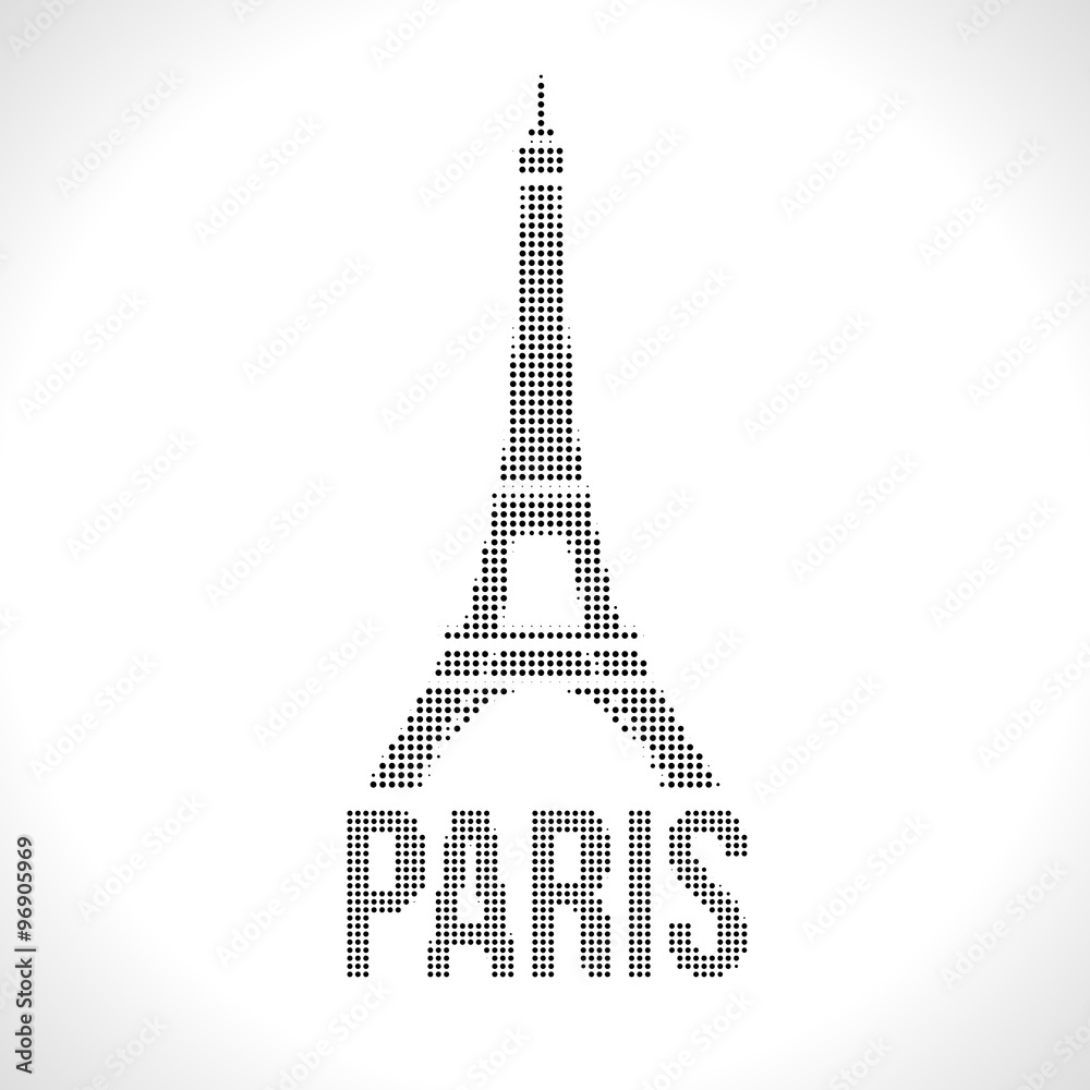Eiffel Tower Dot silhuette. Halftone Dotwork Vector illustration
