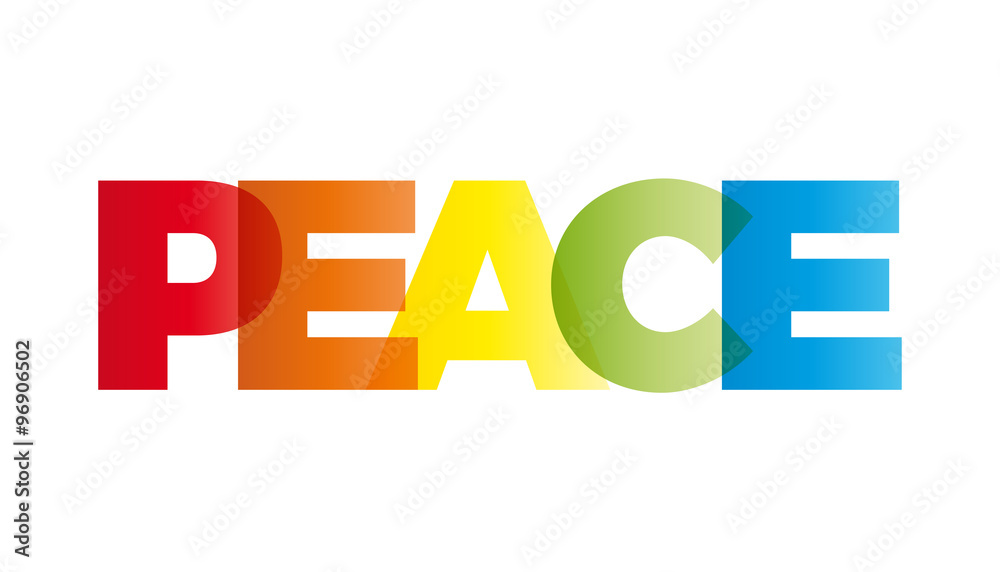 The word peace. Vector banner with the text colored rainbow. The word peace. Vector banner with the text colored rainbow.