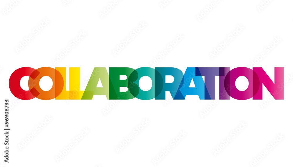 The word Collaboration. Vector banner with the text colored rain The word Collaboration. Vector banner with the text colored rain