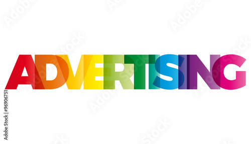 The word Advertising. Vector banner with the text colored rainbo