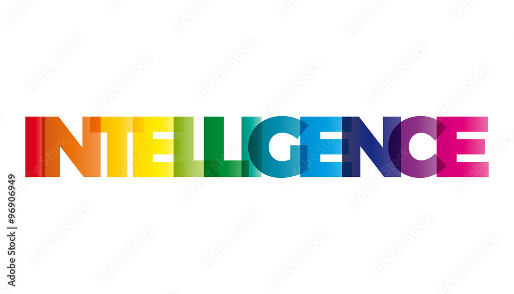 The word Intelligence. Vector banner with the text colored rainb The word Intelligence. Vector banner with the text colored rainb