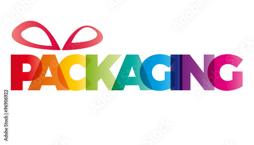 The word Packaging. Vector banner with the text colored rainbow.
