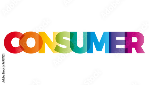 The word Consumer. Vector banner with the text colored rainbow.
