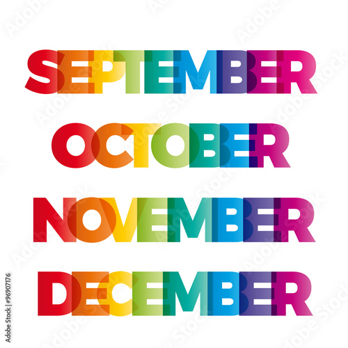 The words September, October, November, December. Vector banner