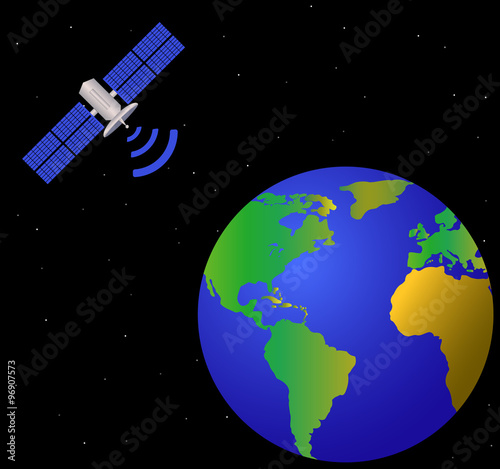 earth and satellite, vector 