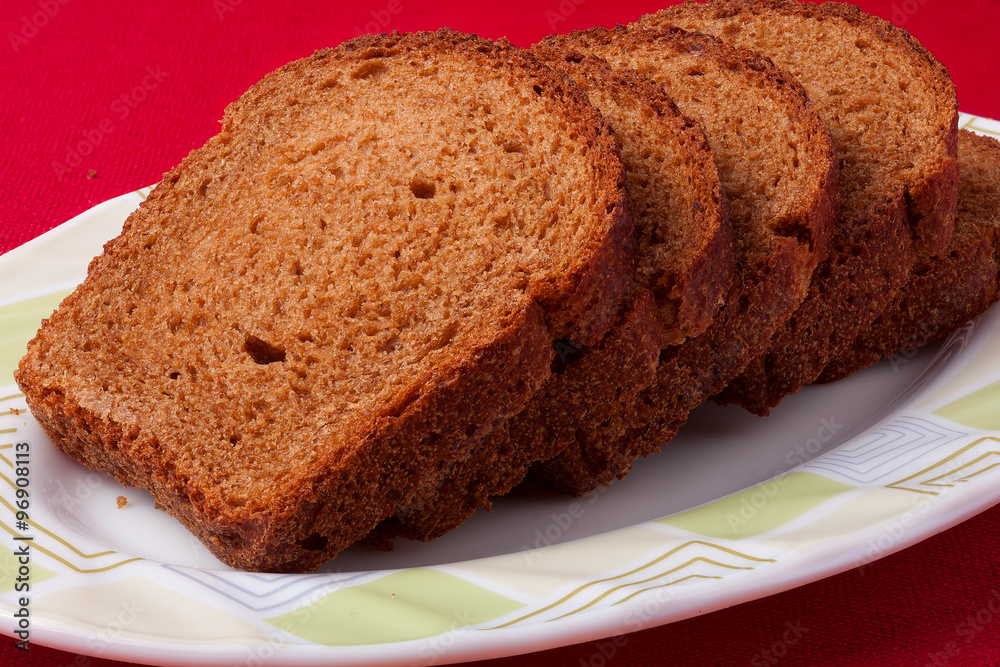 wheat brown bread slices on white background wheat brown bread slices on white background