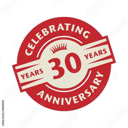 Stamp with the text Celebrating 30 years anniversary