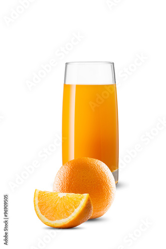 Glass of Orange Juice and Orange Slice