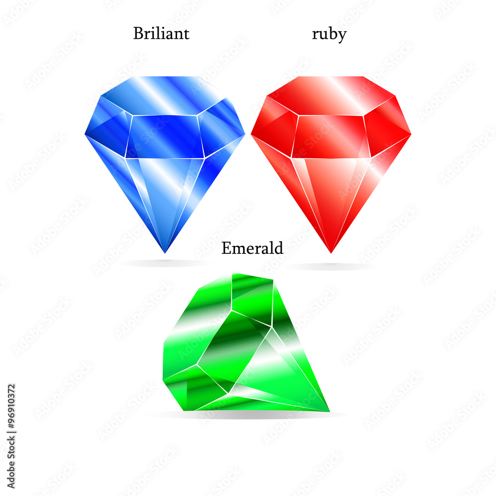 Set of 3 bright ruby emerald diamond Set of 3 bright ruby emerald diamond