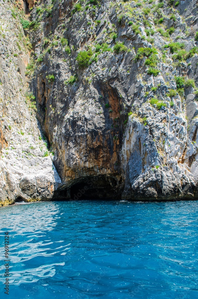 Sea cave entrance from the boat