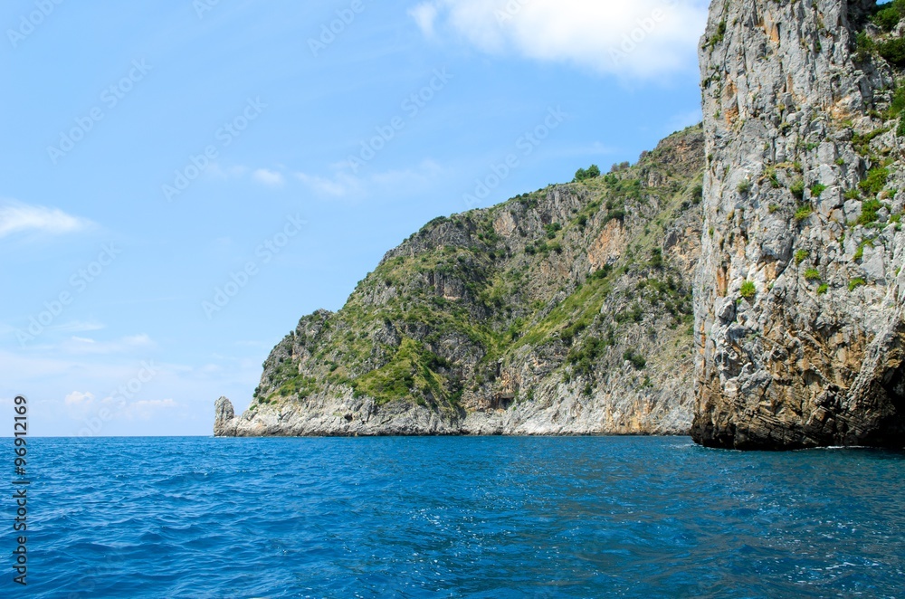 Fototapeta premium Seaside landscape with mediterranean thicket and hill