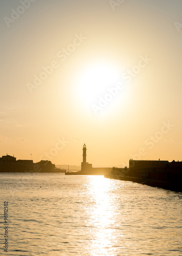 Beautiful sunset over the bay in Chania  Crete.