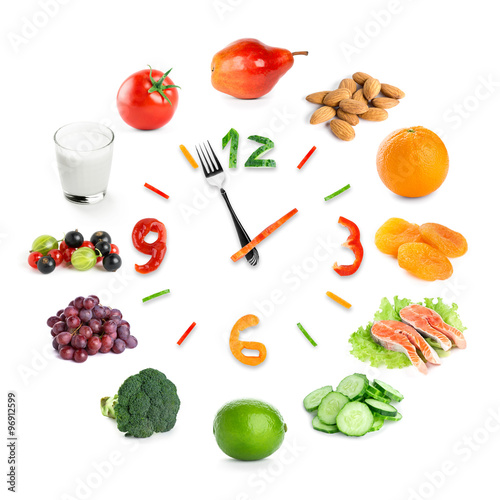 Food clock with healthy food