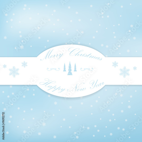 Blue winter Christmas background with snowflakes.