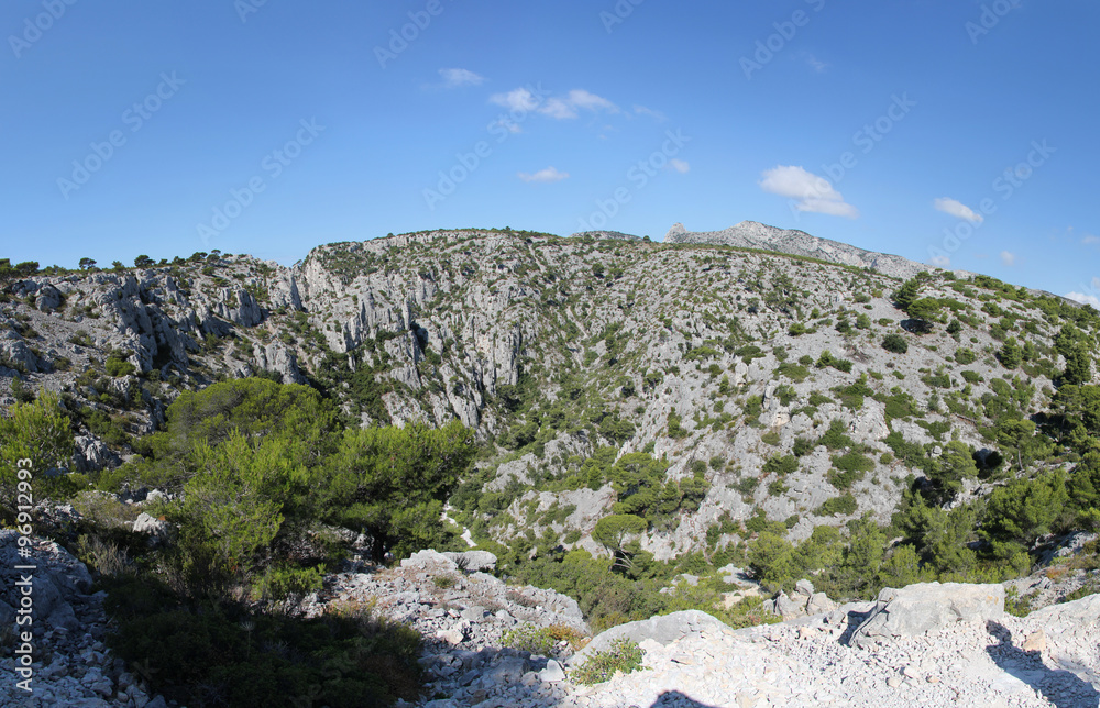 Rocky landscape in the Calanques area, France
