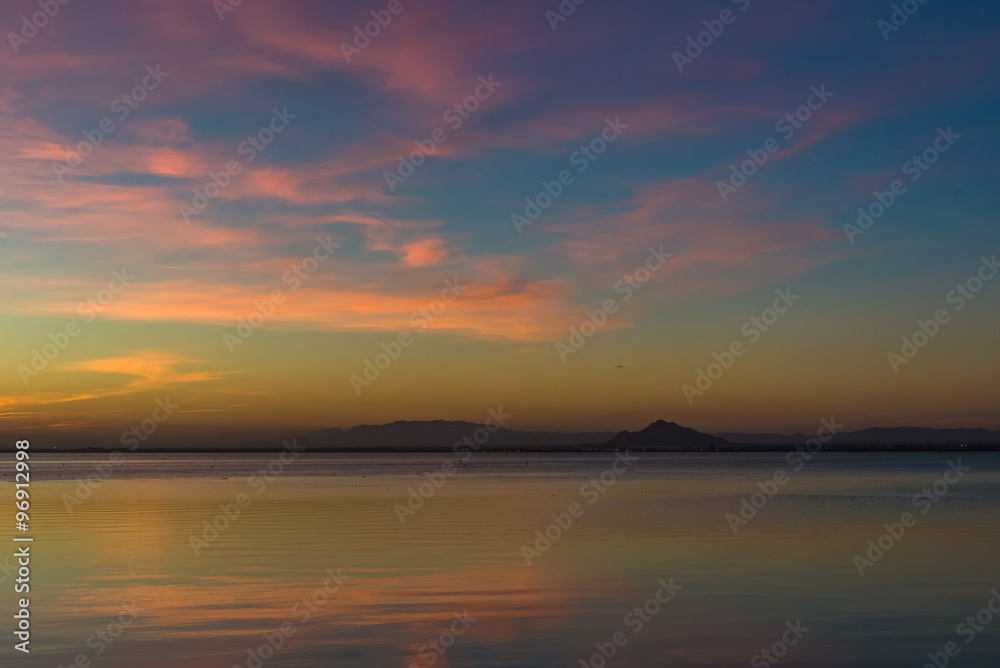 Sunset on Mediterranean Sea. Spain.